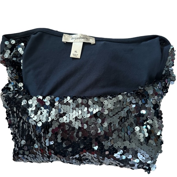 Dress Barn Glittery/Sequin Navy Blouse XL like new condition - Picture 9 of 10